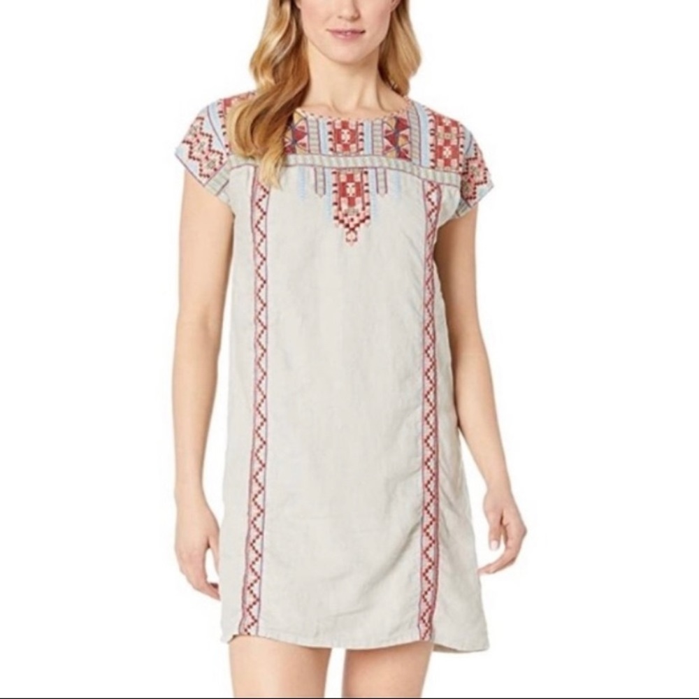 Johnny Was Grey Linen Ezra Shift Tunic Dress